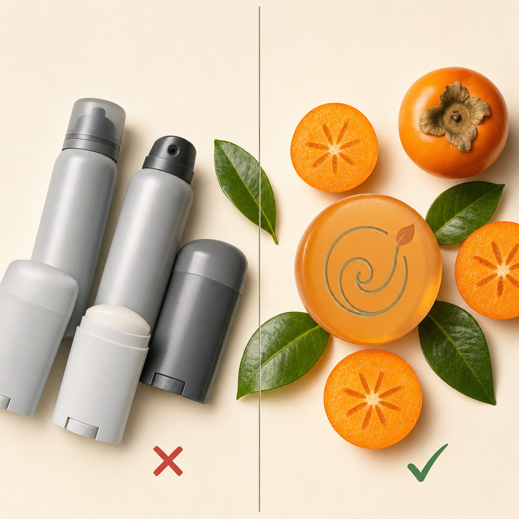 Persimmon Soap Bar — Odour-Neutralising Cleanser with Rose & Shea | Face & Body, 100g